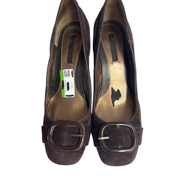 Bandolino Women's Brown Suede Stack Heel Pumps With Buckle Detail Sz 8 - Picture 5 of 12